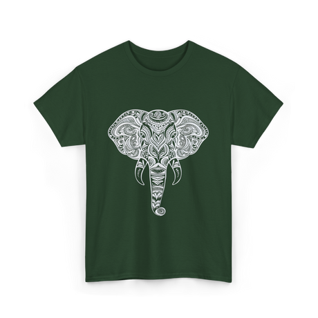 Tribal Elephant Art Elephant T-Shirt - Forest Green