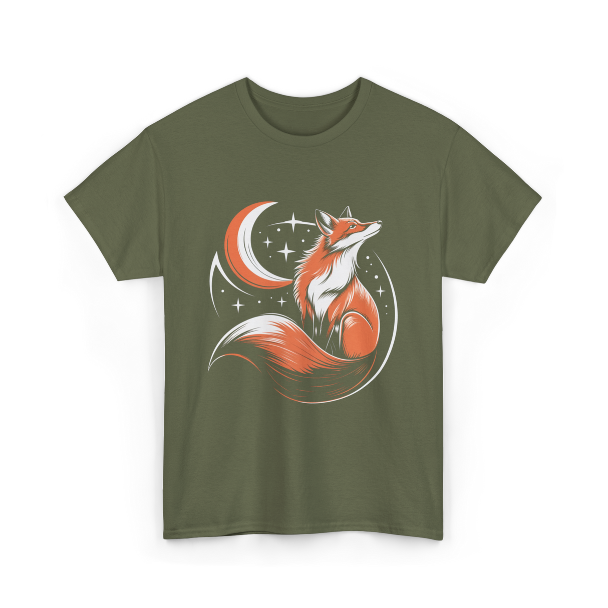 Tribal Fox Wildlife Animal Lover T-Shirt - Military Green