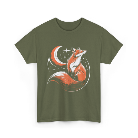 Tribal Fox Wildlife Animal Lover T-Shirt - Military Green