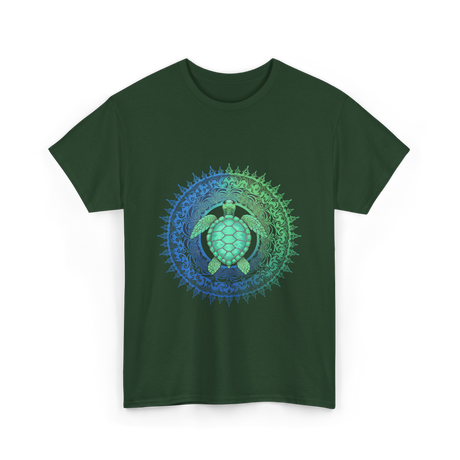 Tribal Turtles Lover T-Shirt - Forest Green