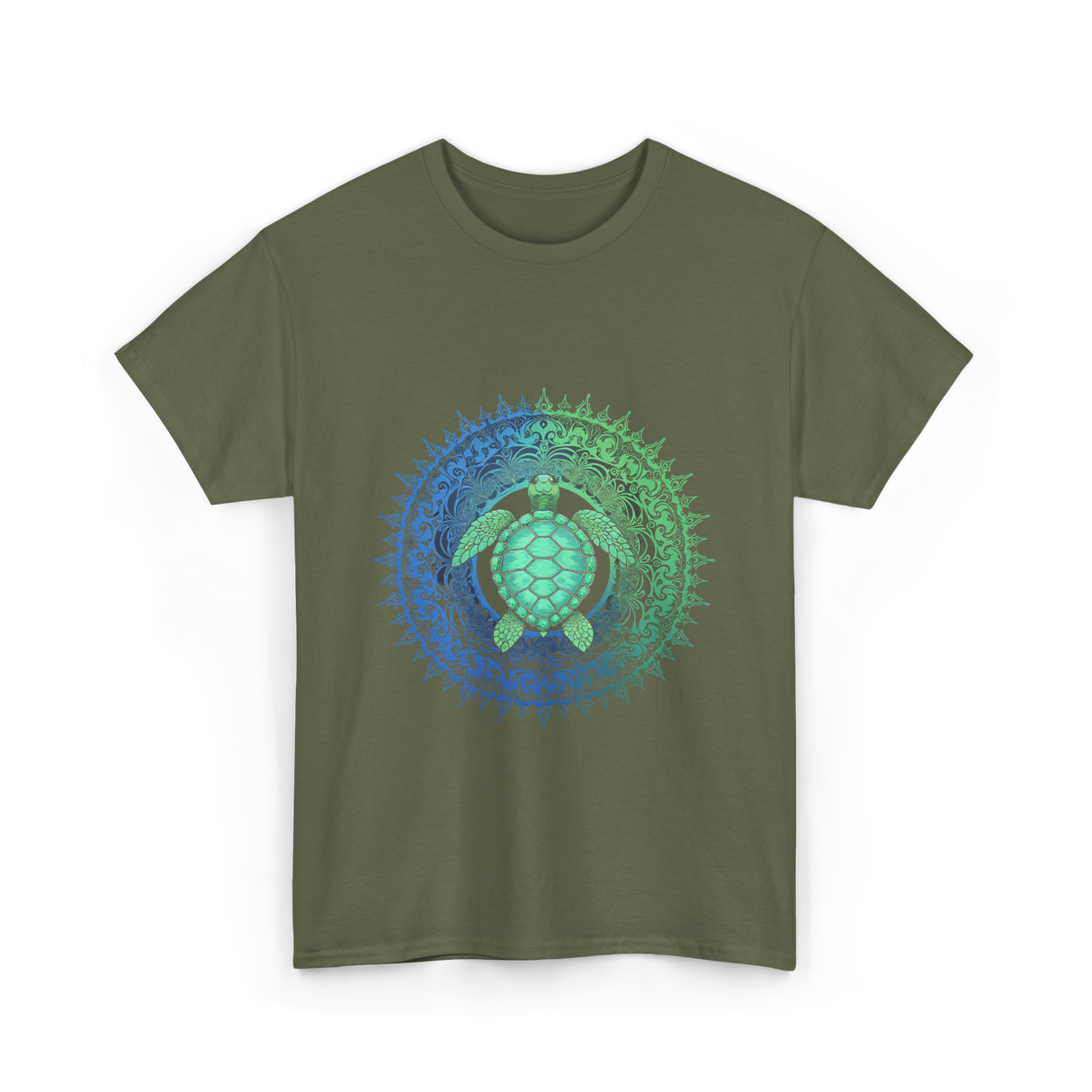 Tribal Turtles Lover T-Shirt - Military Green