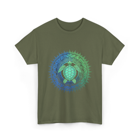 Tribal Turtles Lover T-Shirt - Military Green