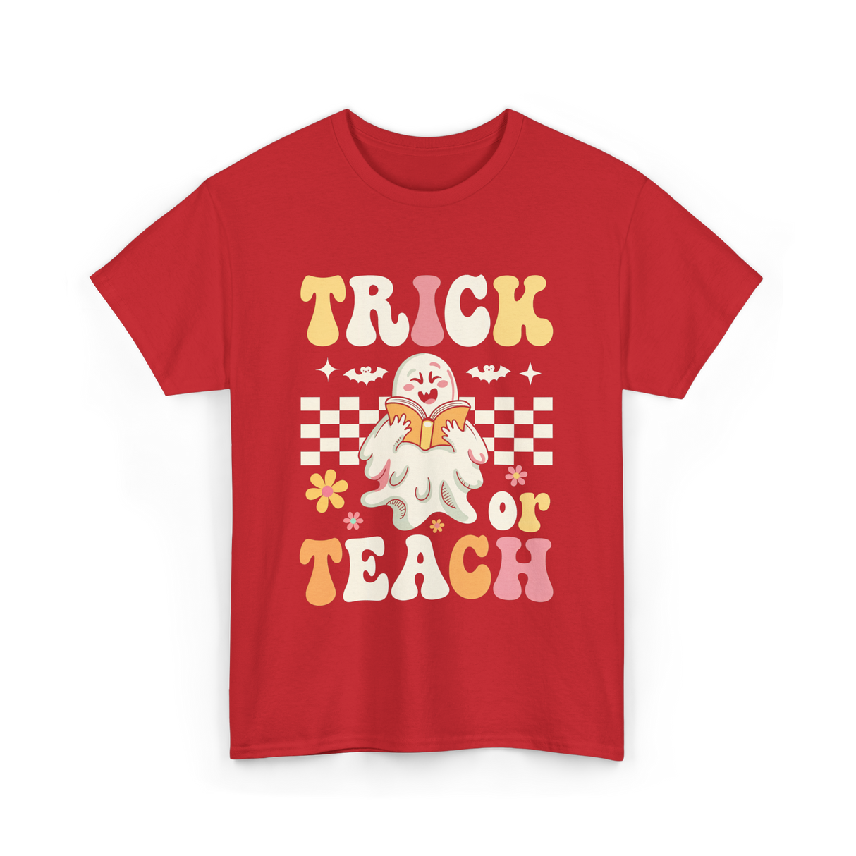 Trick or Teach Halloween Teacher T-Shirt - Red