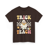 Trick or Teach Halloween Teacher T-Shirt - Dark Chocolate