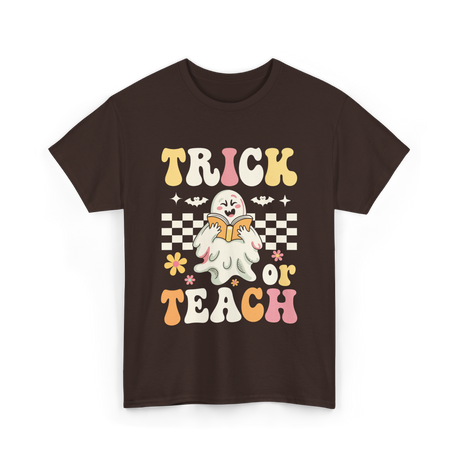 Trick or Teach Halloween Teacher T-Shirt - Dark Chocolate