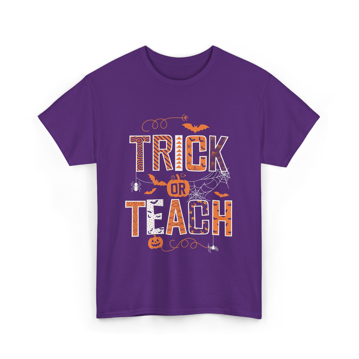 Trick Or Teach Halloween Teacher T-Shirt - Purple