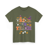 Trick Or Teach Halloween Teacher T-Shirt - Military Green