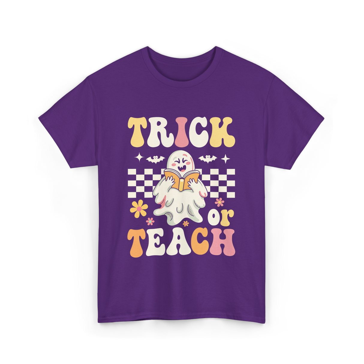 Trick or Teach Halloween Teacher T-Shirt - Purple