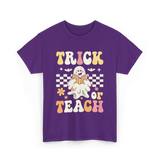 Trick or Teach Halloween Teacher T-Shirt - Purple