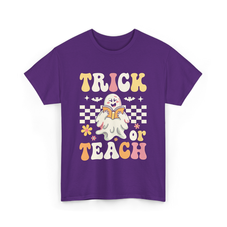 Trick or Teach Halloween Teacher T-Shirt - Purple