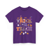 Trick Or Teach Halloween Teacher T-Shirt - Purple