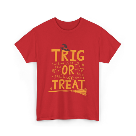 Trig Or Treat Math Teacher T-Shirt - Red