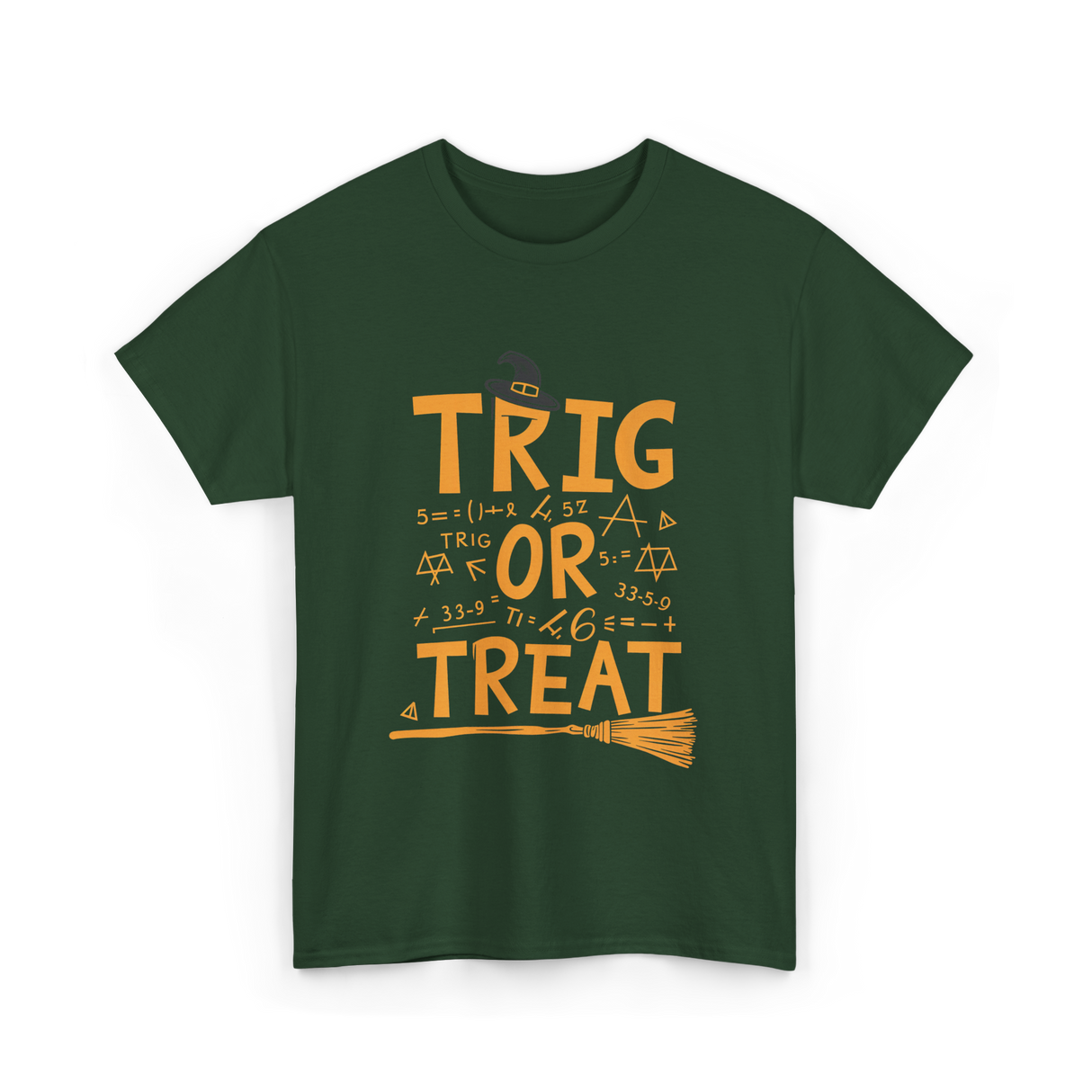 Trig Or Treat Math Teacher T-Shirt - Forest Green