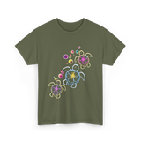 Tropical Colors Honu Turtles T-Shirt - Military Green