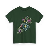 Tropical Colors Honu Turtles T-Shirt - Forest Green