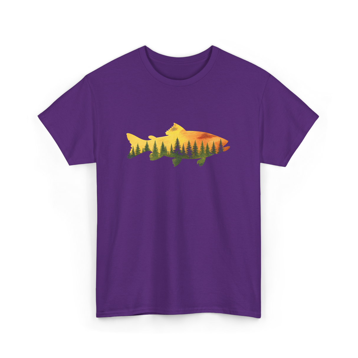 Trout Forest Nature Fisherman T-Shirt - Purple