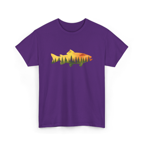 Trout Forest Nature Fisherman T-Shirt - Purple