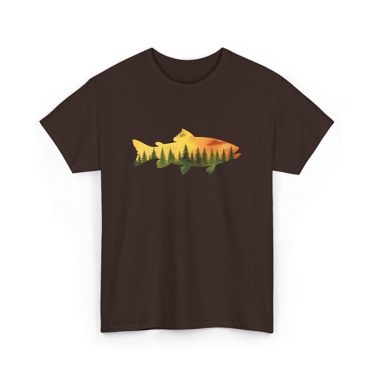 Trout Forest Nature Fisherman T-Shirt - Dark Chocolate