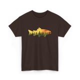 Trout Forest Nature Fisherman T-Shirt - Dark Chocolate