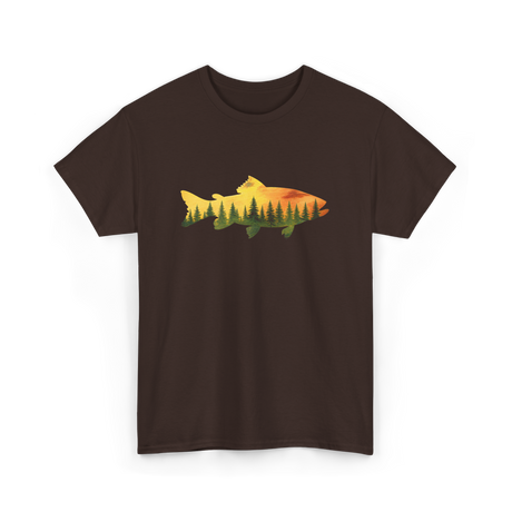 Trout Forest Nature Fisherman T-Shirt - Dark Chocolate