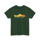 Trout Forest Nature Fisherman T-Shirt - Forest Green