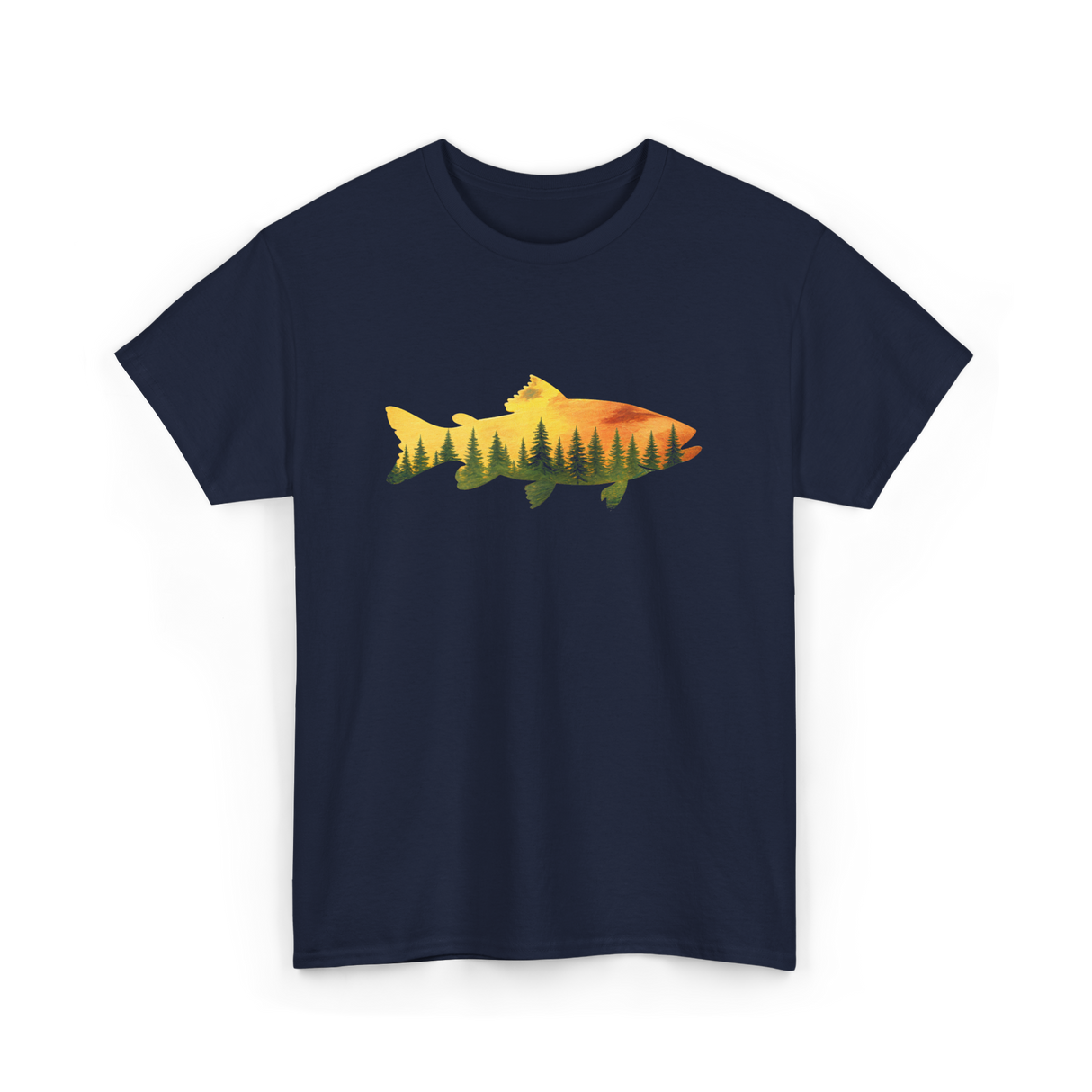 Trout Forest Nature Fisherman T-Shirt - Navy