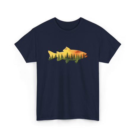 Trout Forest Nature Fisherman T-Shirt - Navy