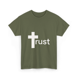 Trust Cross Christian Faith T-Shirt - Military Green