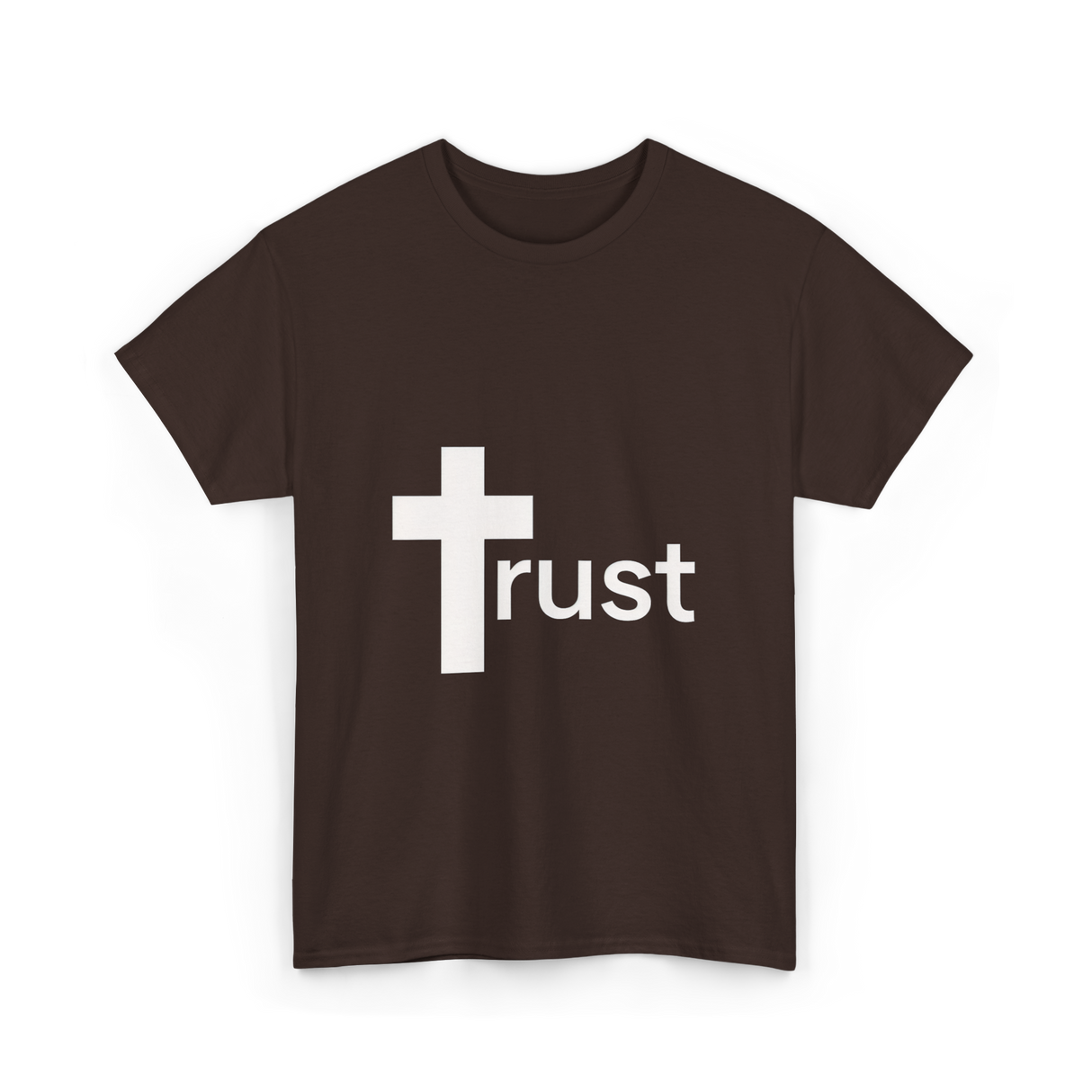 Trust Cross Christian Faith T-Shirt - Dark Chocolate