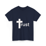 Trust Cross Christian Faith T-Shirt - Navy