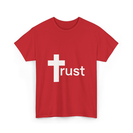 Trust Cross Christian Faith T-Shirt - Red