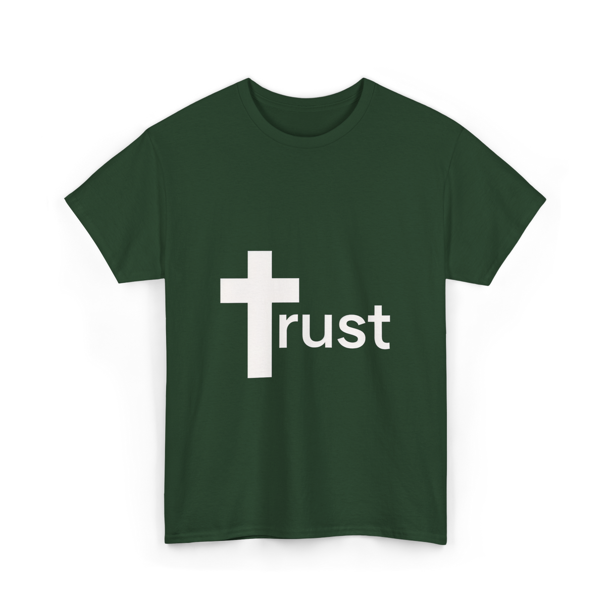 Trust Cross Christian Faith T-Shirt - Forest Green