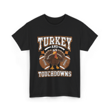 Turkey and Touchdowns Football T-Shirt - Black