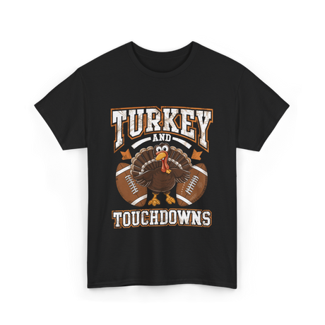 Turkey and Touchdowns Football T-Shirt - Black