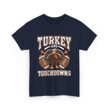 Turkey and Touchdowns Football T-Shirt - Navy