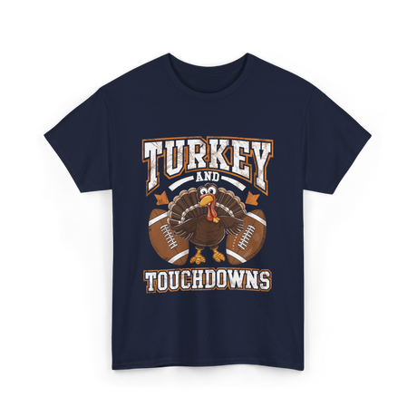 Turkey and Touchdowns Football T-Shirt - Navy