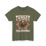 Turkey and Touchdowns Football T-Shirt - Military Green