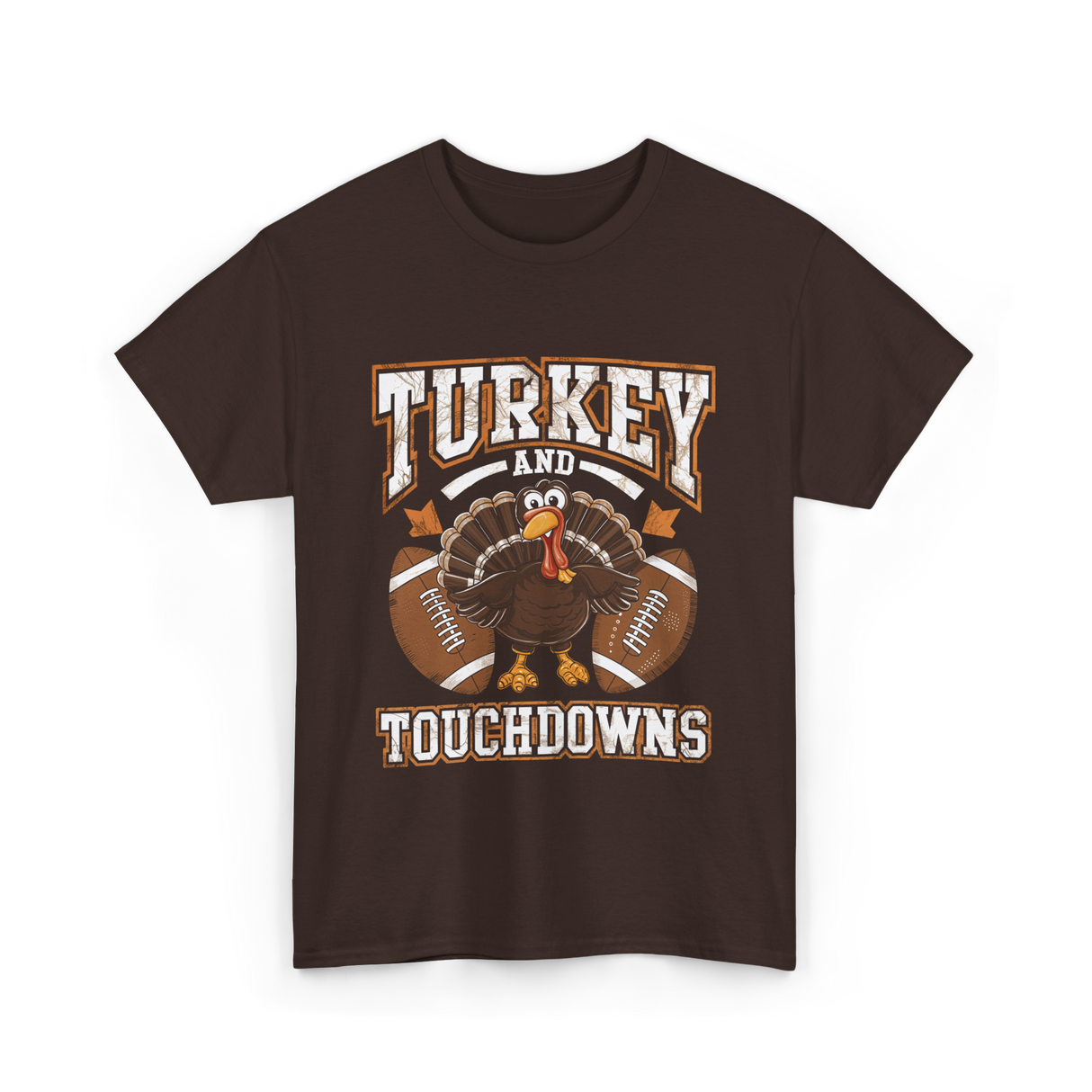 Turkey and Touchdowns Football T-Shirt - Dark Chocolate