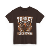 Turkey and Touchdowns Football T-Shirt - Dark Chocolate