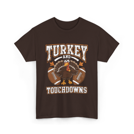 Turkey and Touchdowns Football T-Shirt - Dark Chocolate