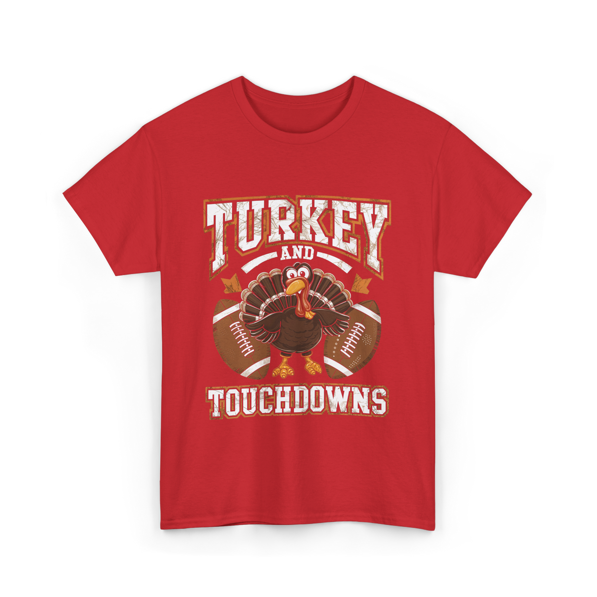 Turkey and Touchdowns Football T-Shirt - Red