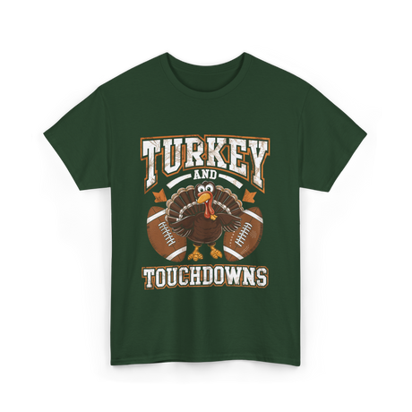 Turkey and Touchdowns Football T-Shirt - Forest Green