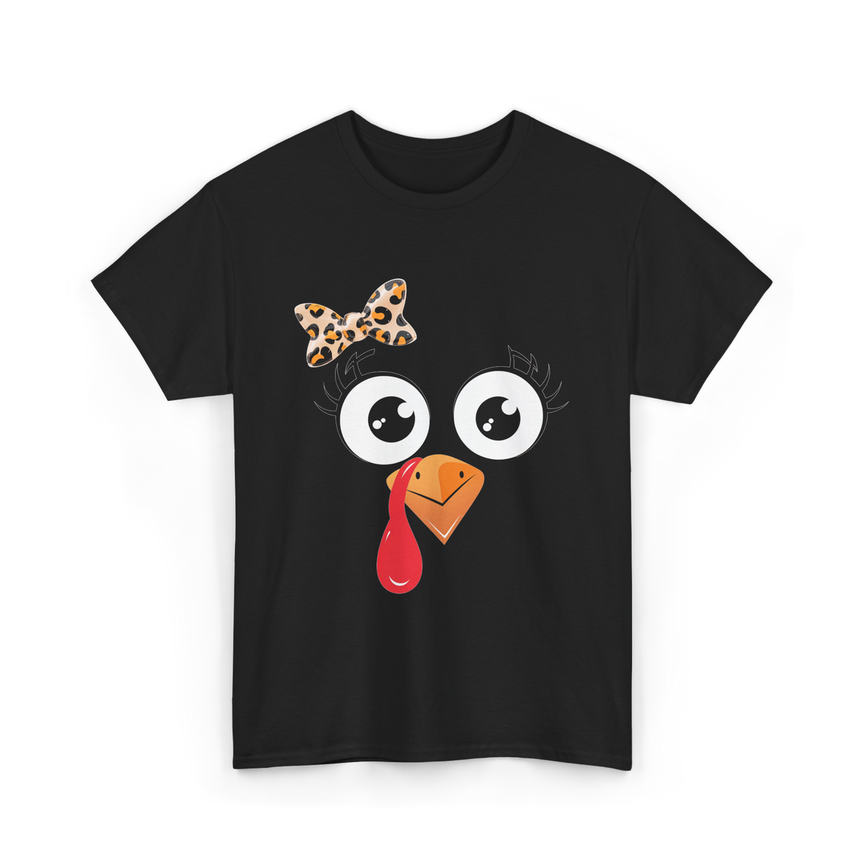 Turkey Face Girl Turkey T-Shirt - Black