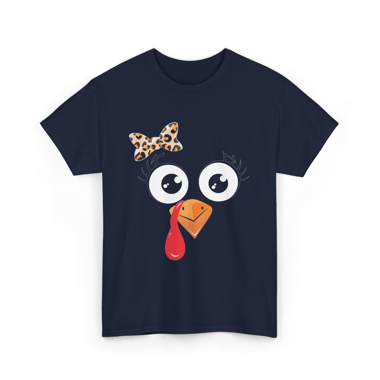 Turkey Face Girl Turkey T-Shirt - Navy