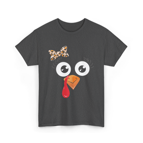 Turkey Face Girl Turkey T-Shirt - Dark Heather