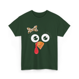 Turkey Face Girl Turkey T-Shirt - Forest Green