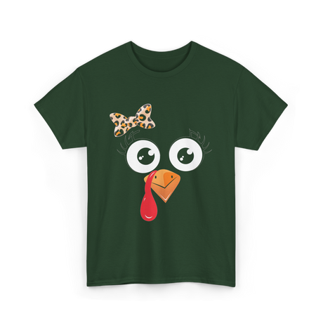 Turkey Face Girl Turkey T-Shirt - Forest Green