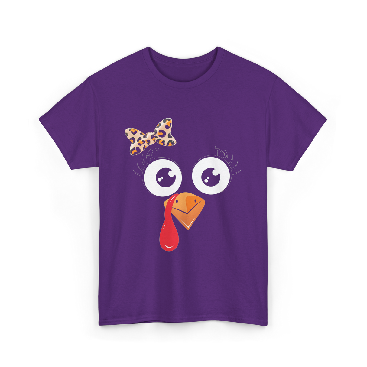 Turkey Face Girl Turkey T-Shirt - Purple