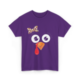 Turkey Face Girl Turkey T-Shirt - Purple