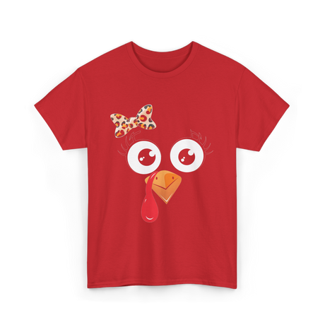 Turkey Face Girl Turkey T-Shirt - Red